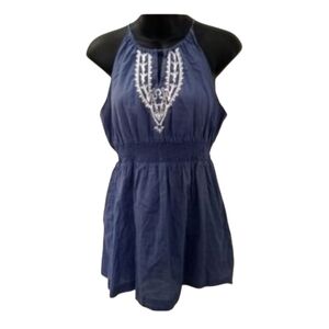 Roots Blue Smocked Top (Or Mini Dress)